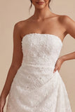 Abito bianco Bodycon Floreale senza spalline con fascia