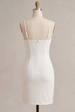 Corsetto Bodycon con spalline spaghetti abito bianco arricciato
