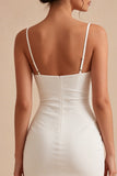 Corsetto Bodycon con spalline spaghetti abito bianco arricciato