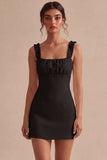 Abito bianco Bodycon Collo Quadrato e Volant