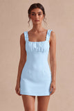 Abito bianco Bodycon Collo Quadrato e Volant