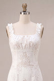 Abito bianco Bodycon Collo Quadrato e Volant