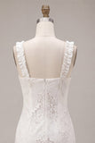 Abito bianco Bodycon Collo Quadrato e Volant