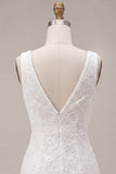 Abito bianco a A-Line con scollo a V e fiore 3D