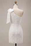 Bodycon Abito bianco a spalla floreale con fiocco