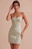 Abito mini Body Body Color con spalline spaghetti floreale Jacquard