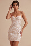 Abito mini Body Body Color con spalline spaghetti floreale Jacquard