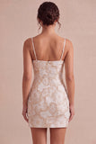 Abito mini Body Body Color con spalline spaghetti floreale Jacquard