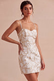 Abito mini Body Body Color con spalline spaghetti floreale Jacquard