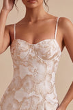 Abito mini Body Body Color con spalline spaghetti floreale Jacquard