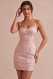 Abito mini Body Body Color con spalline spaghetti floreale Jacquard