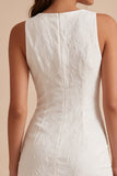 Abito Bianco Bodycon Neckcon Tondo con Piccolo Bisbito Bianco con Spacco