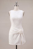 Abito Bianco Bodycon Neckcon Tondo con Piccolo Bisbito Bianco con Spacco