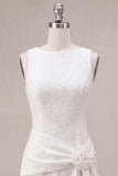 Abito Bianco Bodycon Neckcon Tondo con Piccolo Bisbito Bianco con Spacco