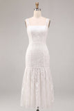 Abito bianco floreale a spalline spesse A-Line