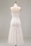 Abito bianco floreale a spalline spesse A-Line