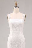 Abito bianco floreale a spalline spesse A-Line