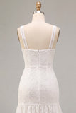 Abito bianco floreale a spalline spesse A-Line