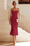 Abito Midi Arricciato con spalline a spalline bianche