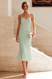 Abito Midi Arricciato con spalline a spalline bianche