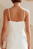 Abito Midi Arricciato con spalline a spalline bianche