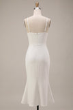 Abito Midi Arricciato con spalline a spalline bianche