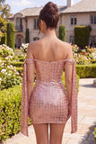 Vestito di Homecoming con paillettes scintillante con champagne scoperto