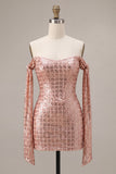 Vestito di Homecoming con paillettes scintillante con champagne scoperto