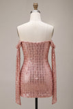 Vestito di Homecoming con paillettes scintillante con champagne scoperto