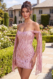 Vestito di Homecoming con paillettes scintillante con champagne scoperto