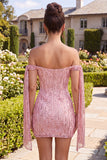 Vestito di Homecoming con paillettes scintillante con champagne scoperto