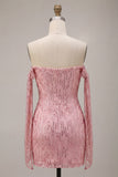 Vestito di Homecoming con paillettes scintillante con champagne scoperto