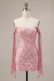 Vestito di Homecoming con paillettes scintillante con champagne scoperto