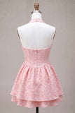 Corsetto rosa a colpo a cappuccio a linea, abito di homecoming a livelli