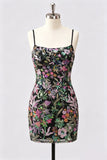 Bodycon Lilla Bromo Floreale Ricamo Paillettes, Abito Corto di Homecoming con Pizzo Indietro