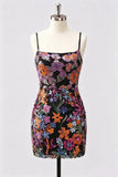 Bodycon Lilla Bromo Floreale Ricamo Paillettes, Abito Corto di Homecoming con Pizzo Indietro