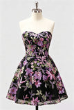 Abito di Homecoming con paillettes floreali A-Line Lilla con pizzo sulla schiena
