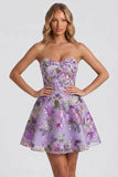 Abito di Homecoming con paillettes floreali A-Line Lilla con pizzo sulla schiena