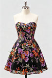 Abito di Homecoming con paillettes floreali A-Line Lilla con pizzo sulla schiena