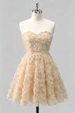 Abito di Homecoming a A-Line con perline floreali e pizzo di Dusty Rose Sweetheart e pizzo sulla schiena