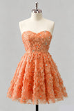 Abito di Homecoming a A-Line con perline floreali e pizzo di Dusty Rose Sweetheart e pizzo sulla schiena