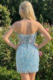 Bodycon Body-less, Corsetto Floreale Trasparente, Paillettes, Abito di Homecoming con Pizzo Lungo la Schiena