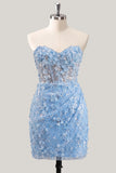 Bodycon Body-less, Corsetto Floreale Trasparente, Paillettes, Abito di Homecoming con Pizzo Lungo la Schiena