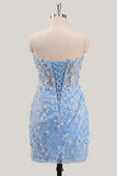 Bodycon Body-less, Corsetto Floreale Trasparente, Paillettes, Abito di Homecoming con Pizzo Lungo la Schiena