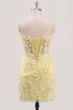 Bodycon Body-less, Corsetto Floreale Trasparente, Paillettes, Abito di Homecoming con Pizzo Lungo la Schiena