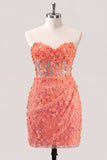 Bodycon Body-less, Corsetto Floreale Trasparente, Paillettes, Abito di Homecoming con Pizzo Lungo la Schiena