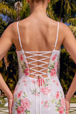 Bodycon bianco scintillante con spalline spalmanti, paillettes floreali abito di ritorno a casa, con pizzo sulla schiena