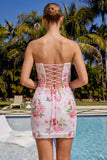 Vestito di Homecoming con paillettes floreali con cuori scintillanti e luccicante con il pizzo sulla schiena