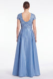 Abito lungo Mother Of the Bride Mother Of the Bride blu a scollo a V con scollo a V e maniche corte