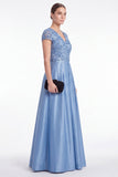 Abito lungo Mother Of the Bride Mother Of the Bride blu a scollo a V con scollo a V e maniche corte